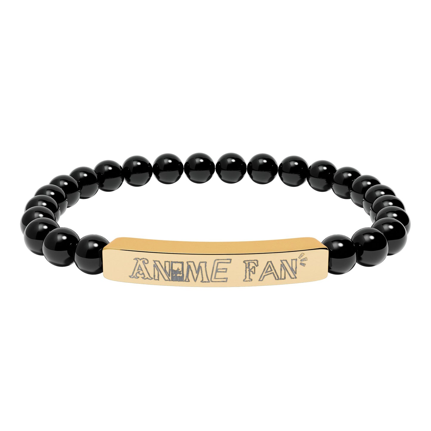 Natural Stone Stretch Bar Bracelet (Engraving)