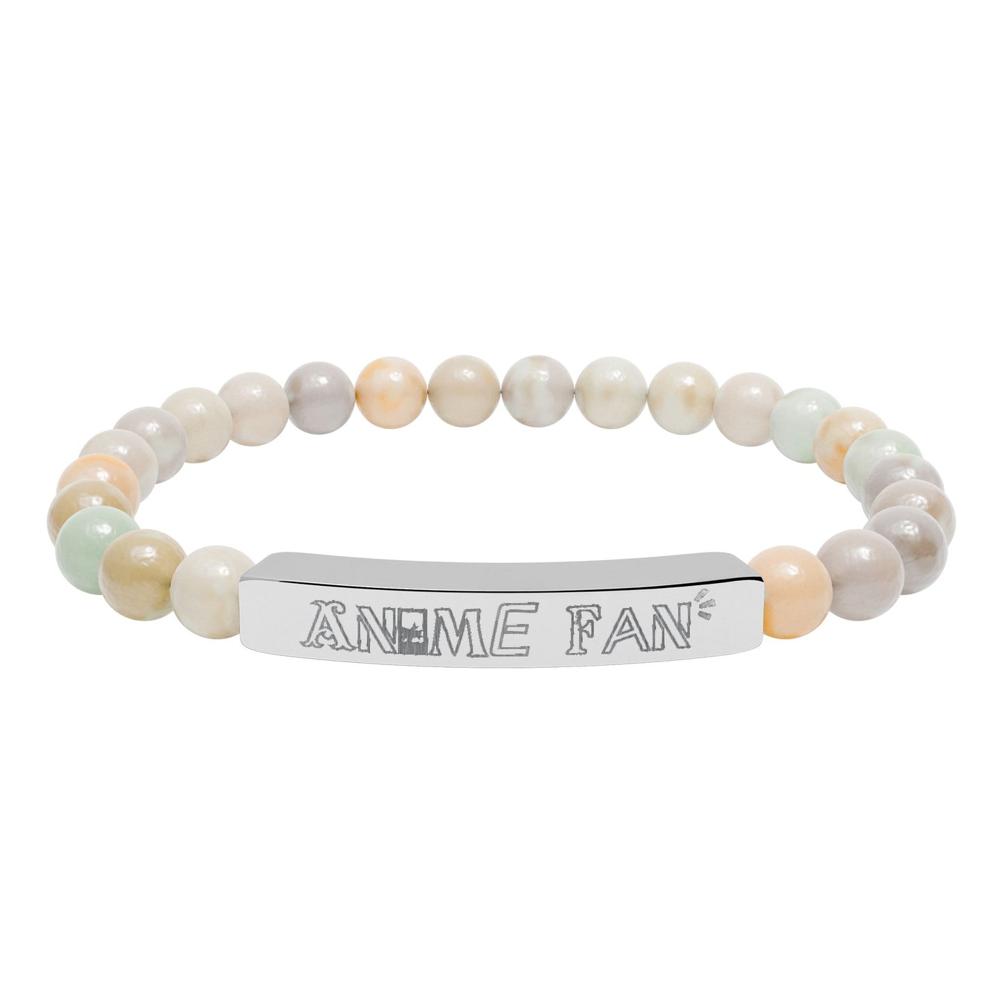 Natural Stone Stretch Bar Bracelet (Engraving)