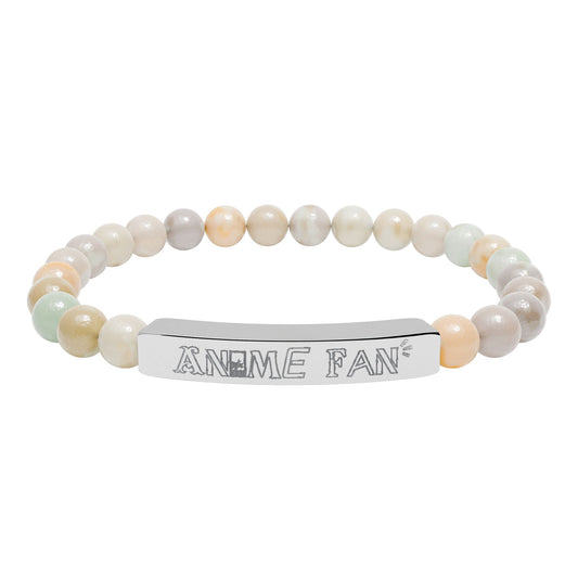 Natural Stone Stretch Bar Bracelet (Engraving)