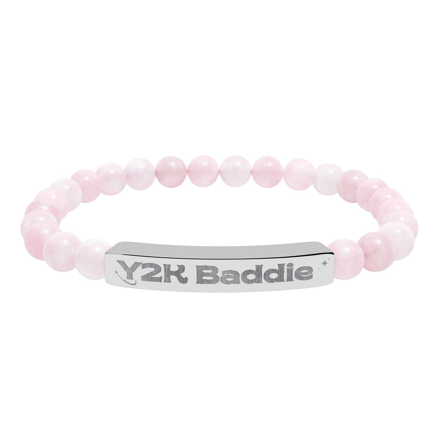 Y2K inspired Natural Stone Stretch Bar Bracelet (Engraving)