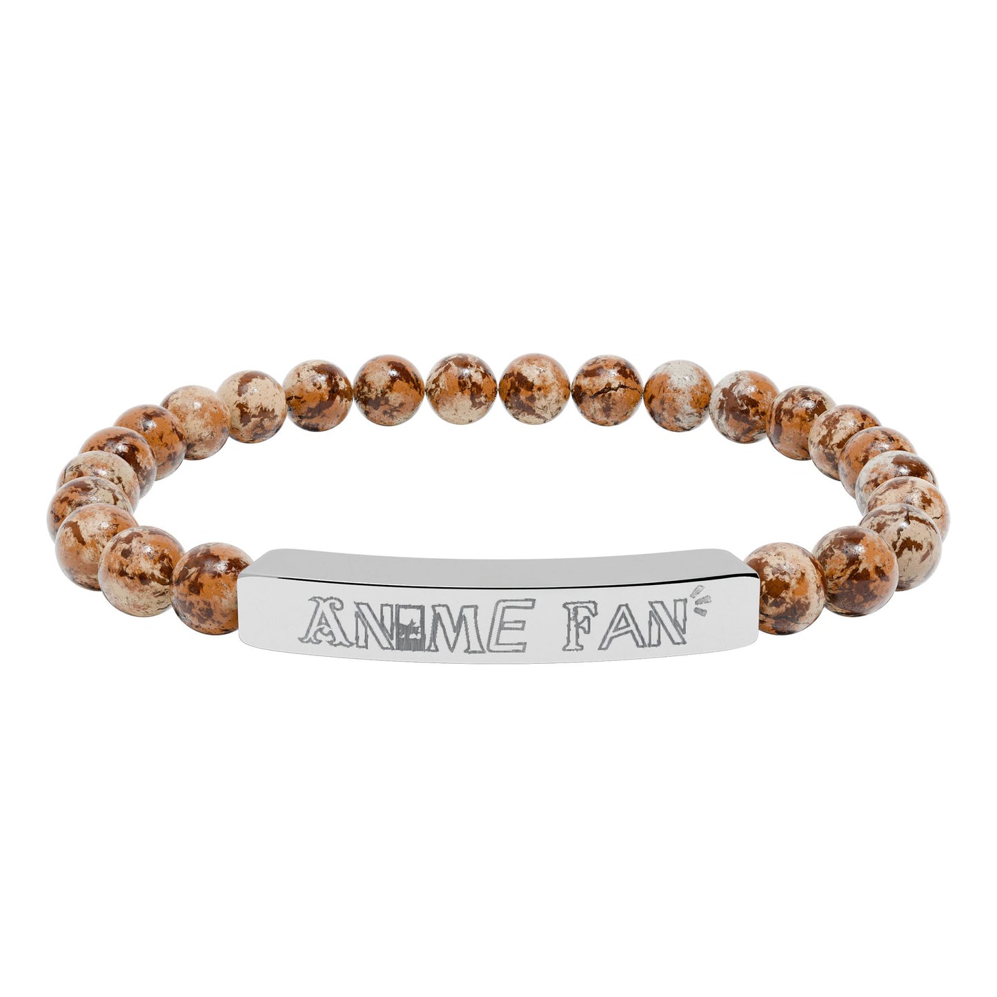 Natural Stone Stretch Bar Bracelet (Engraving)