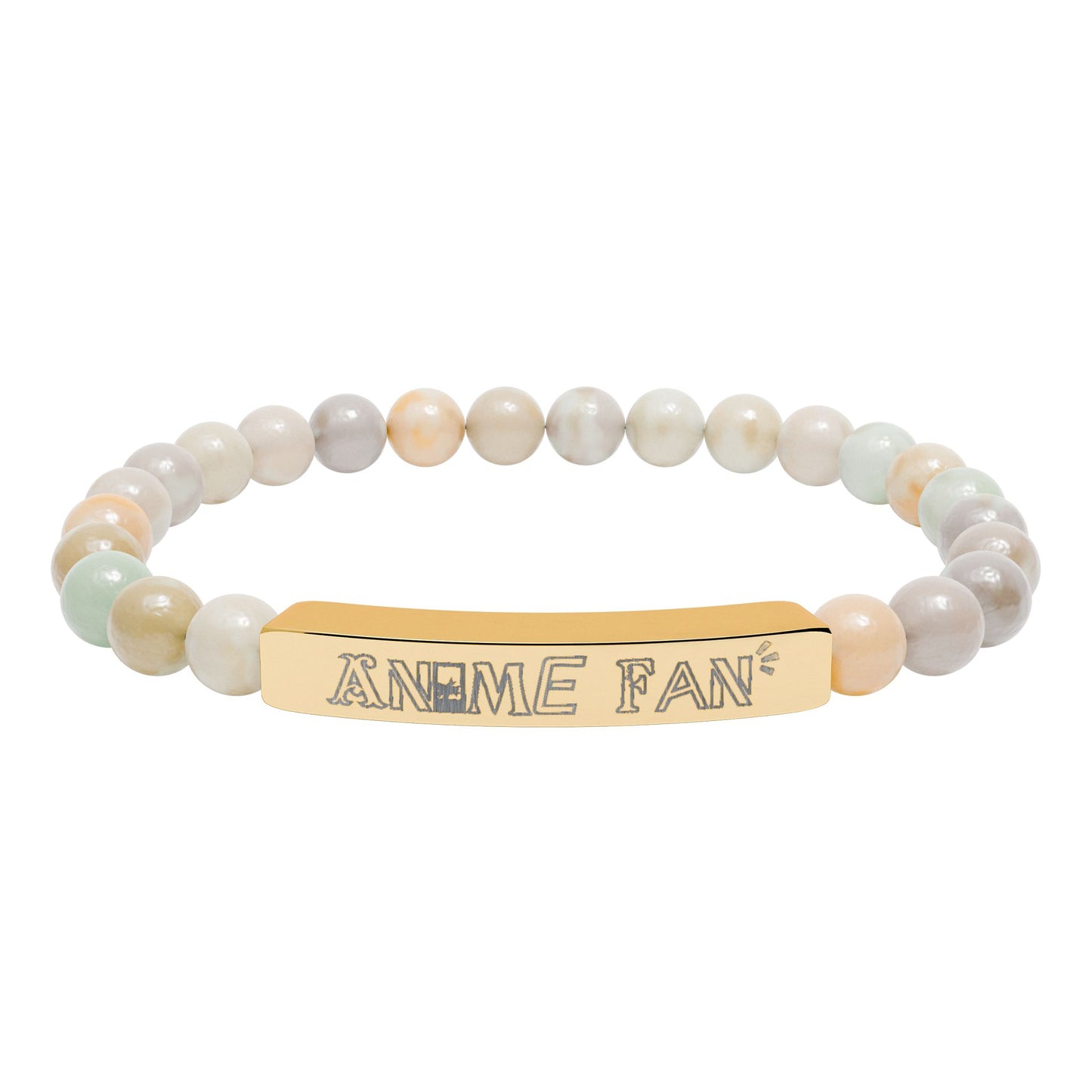 Natural Stone Stretch Bar Bracelet (Engraving)