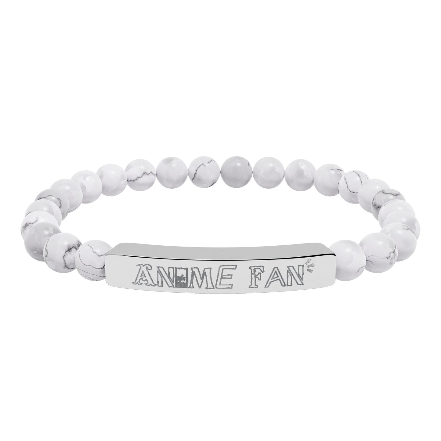 Natural Stone Stretch Bar Bracelet (Engraving)
