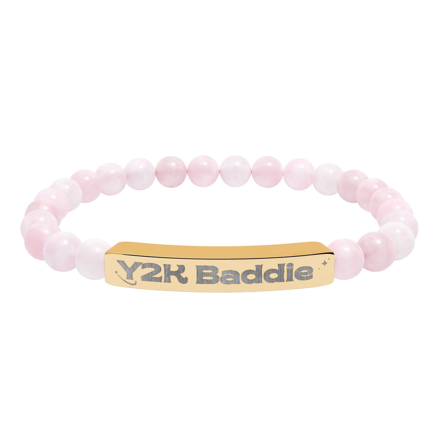 Y2K inspired Natural Stone Stretch Bar Bracelet (Engraving)
