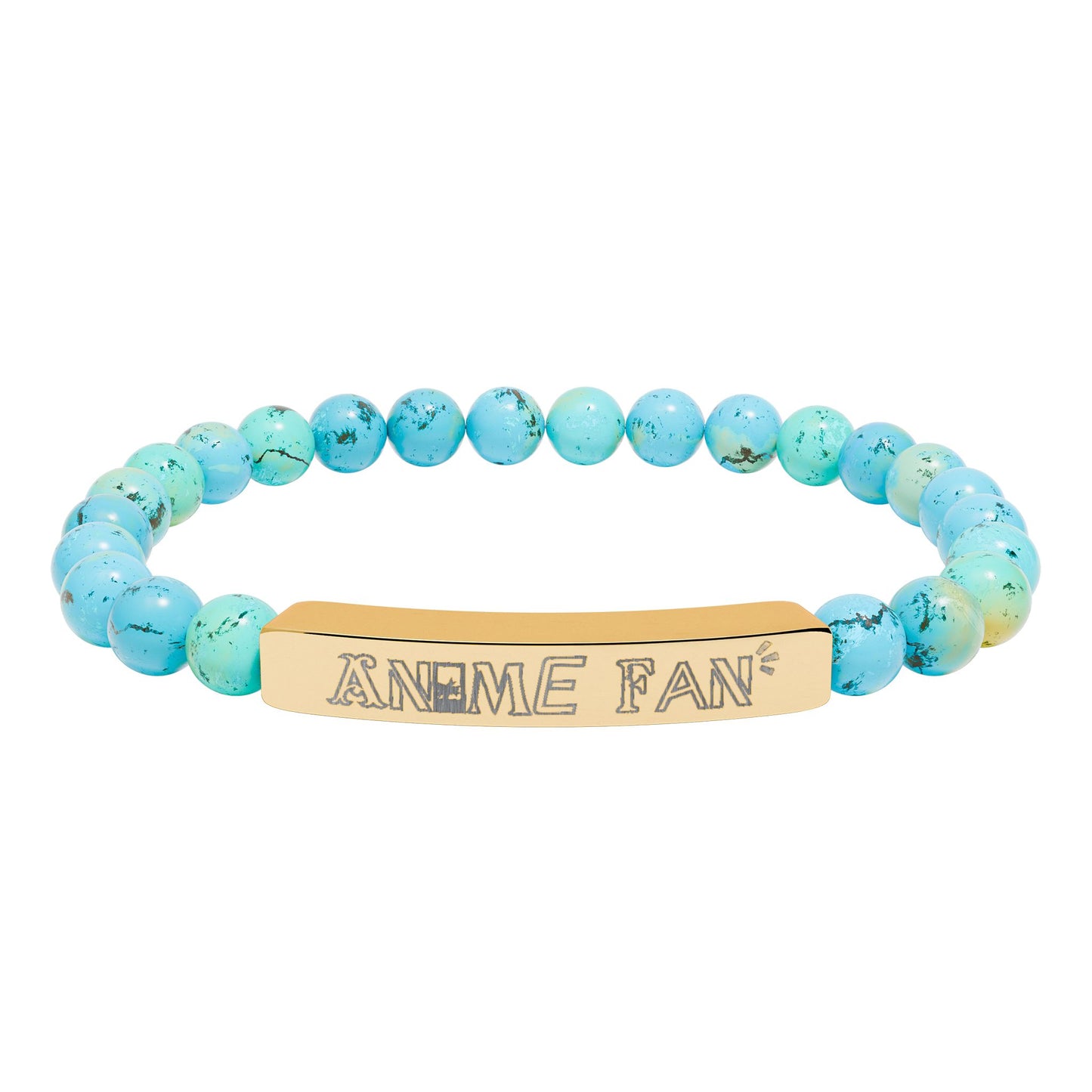 Natural Stone Stretch Bar Bracelet (Engraving)