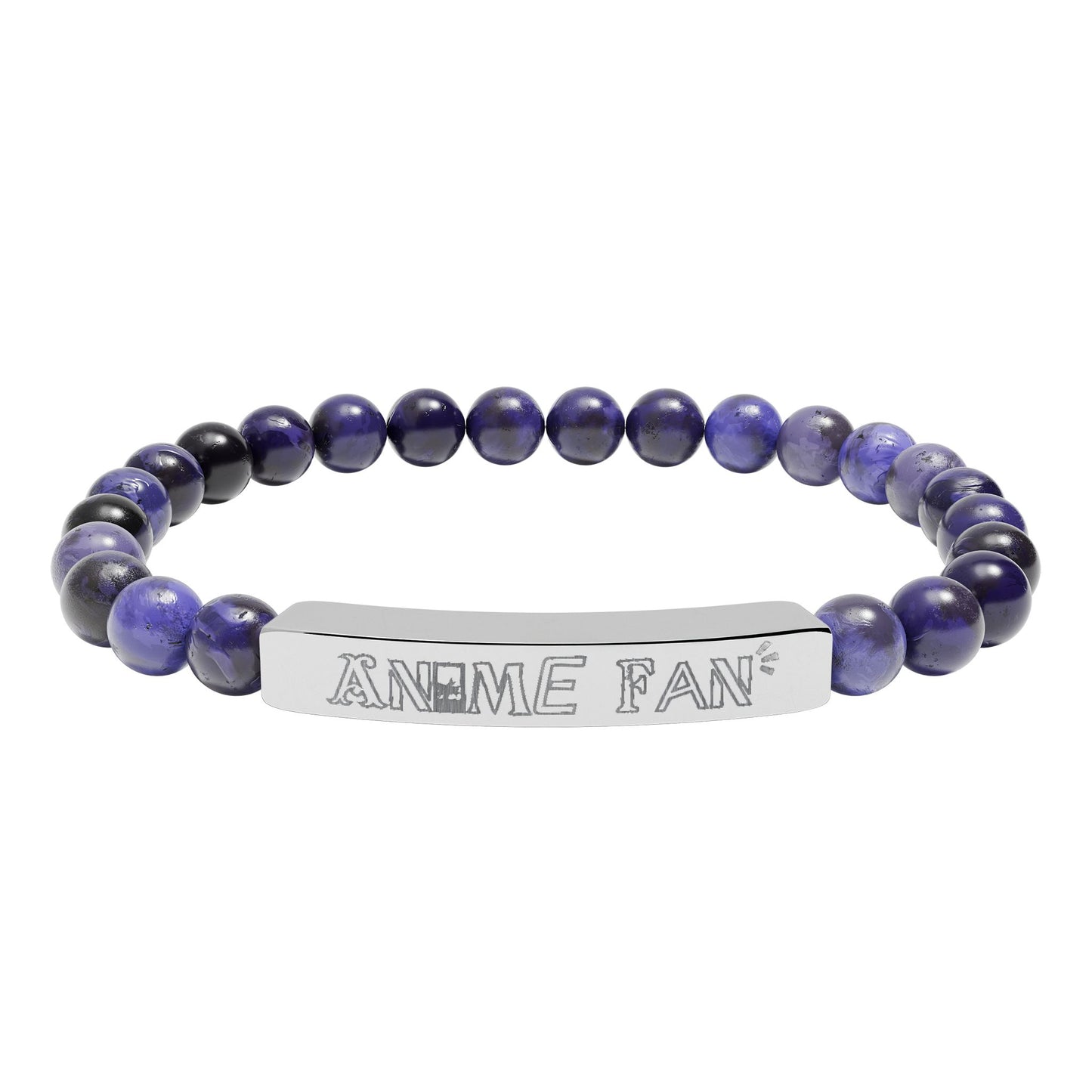 Natural Stone Stretch Bar Bracelet (Engraving)