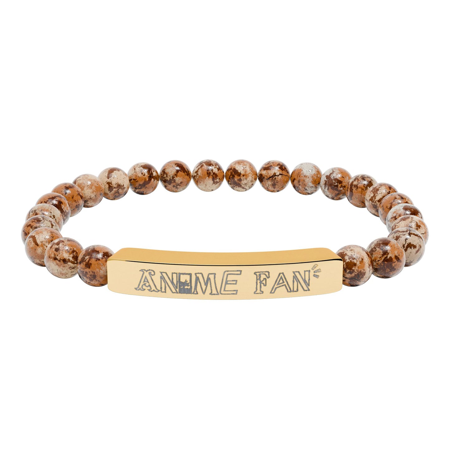Natural Stone Stretch Bar Bracelet (Engraving)